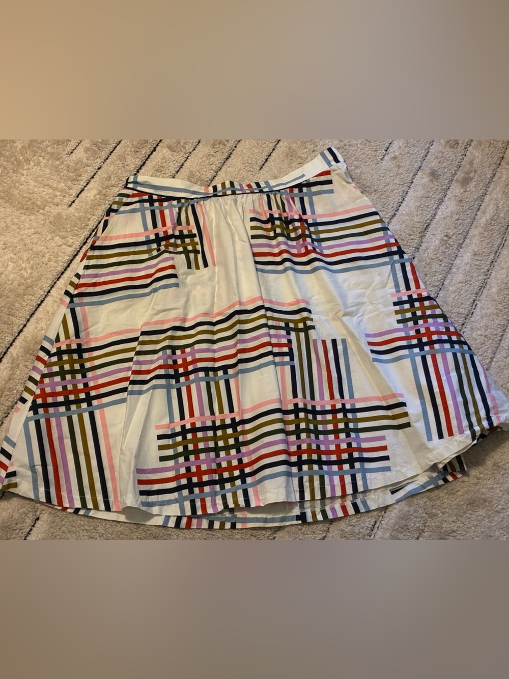 Eloquii White A-Line Skirt with Multi-Color Stripes
